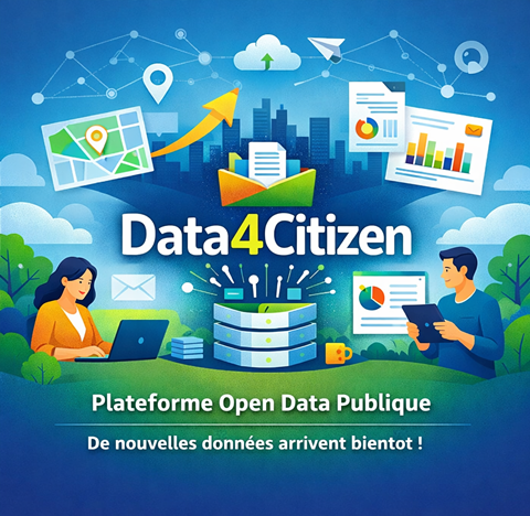 Data4Citizen - Image représentant des sources de données et des valorisations (graphiques, cartes, etc)